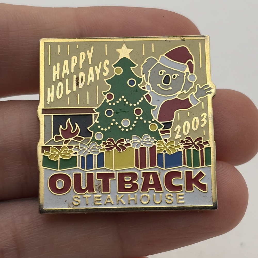 Outback Steakhouse 2003 Happy Holidays Koala Santa Claus Christmas Lapel Hat Pin